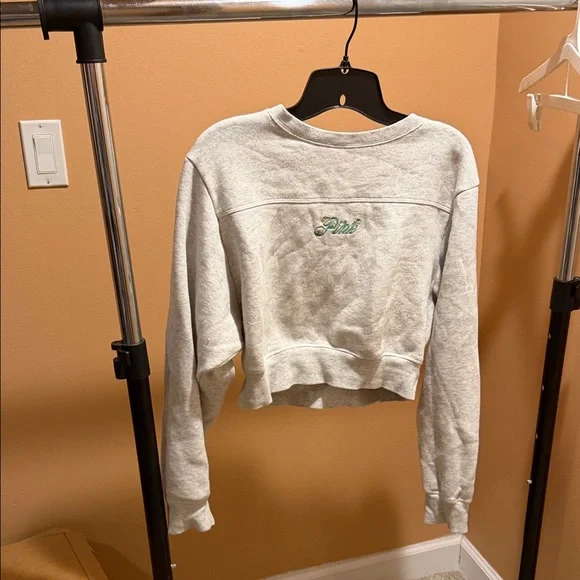 PINK Victoria's Secret Gray Cropped Sweatshirt - Picture 1 of 4